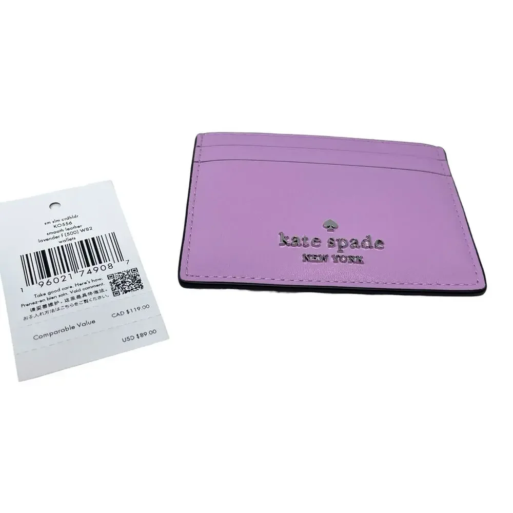 NWT Kate Spade Lavender Frost Smooth Leather Slim Card Holder Wallet $89